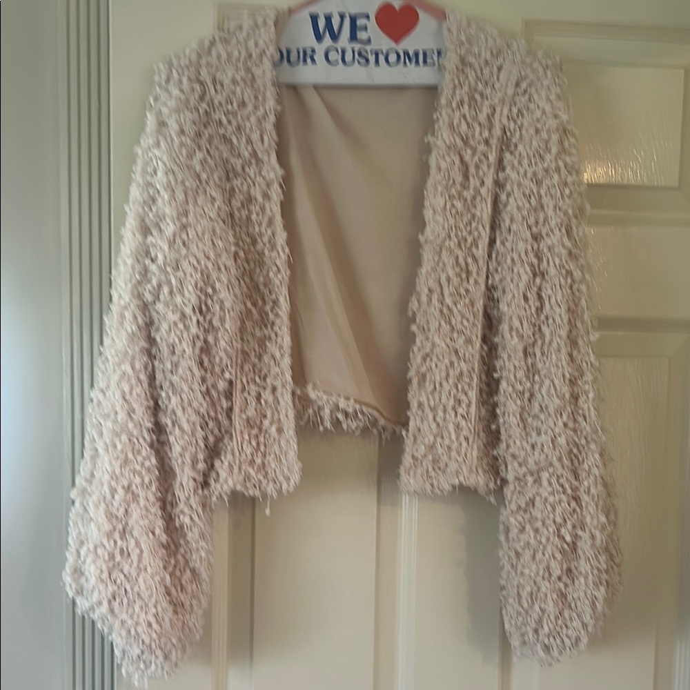 POL Cream Textured Open Front Jacket - Picture 1 of 1